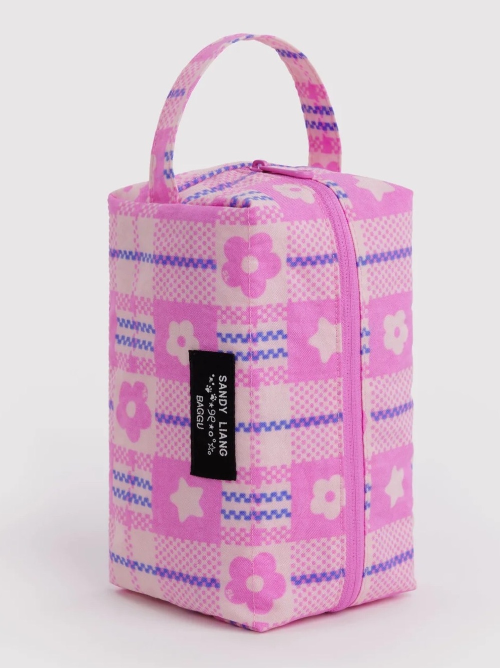 Baggu x Sandy Liang Dopp Kit in Market Plaid Pink NWT